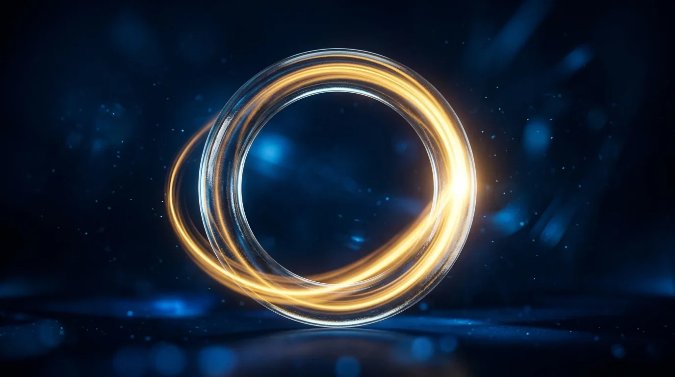 A ring of golden light on navy